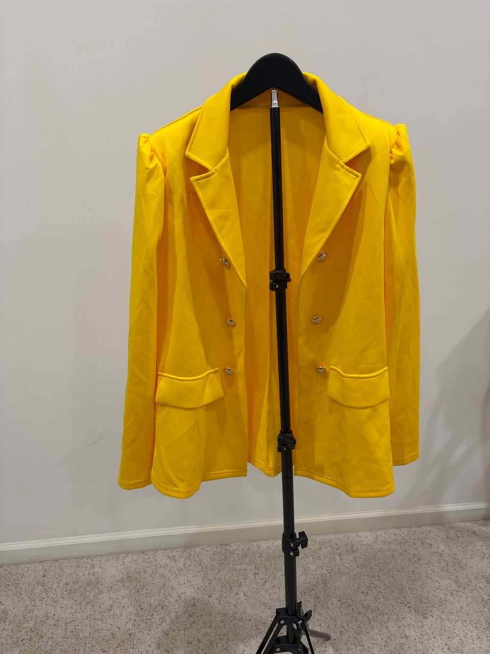 Women’s Double-Breasted Yellow Blazer Jacket
